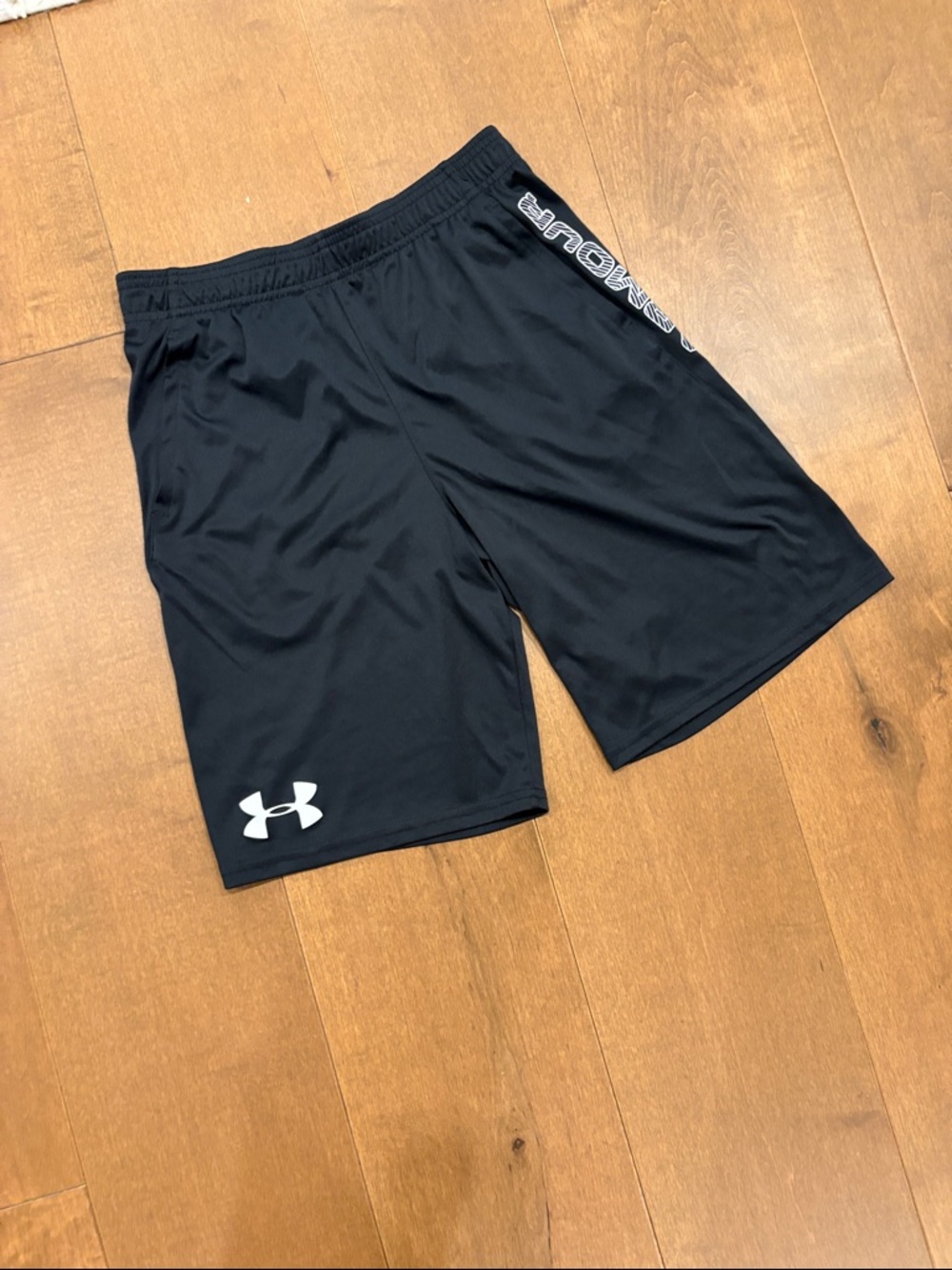 Under Armour Black Athletic Shorts with White Logo